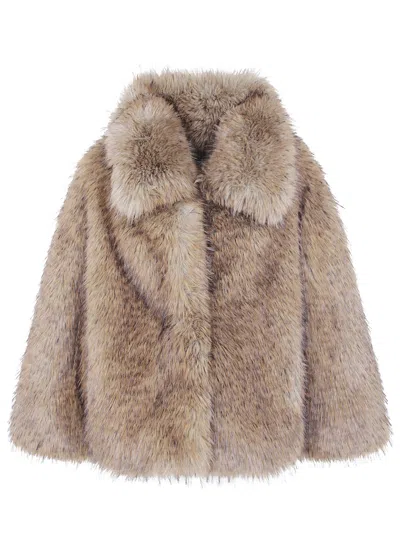 Essentiel Antwerp Kastanje Faux Fur Coat In Neutral