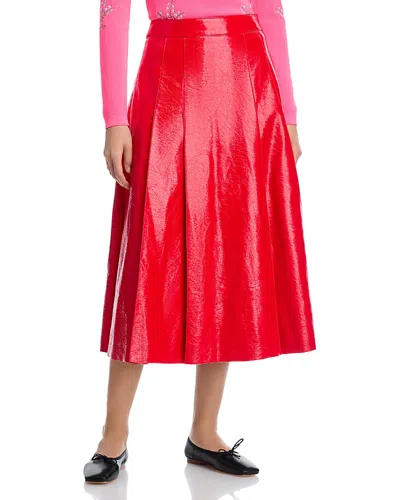Essentiel Antwerp Faux Leather Maxi Skirt In Red