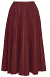 Essentiel Antwerp Faux Leather Plisse Skirt In Oxtail In Red