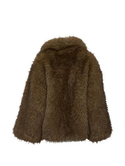 Essentiel Antwerp Kastanje Faux Fur Coat In Brown