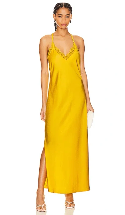 Essentiel Antwerp Feist Satin Maxi Dress In Yellow