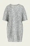 Essentiel Antwerp Felt Sequin-embellished Mini Dress In Silver