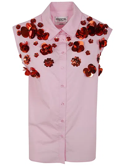 Essentiel Antwerp Fight Embroidered Shirt In Clear Red