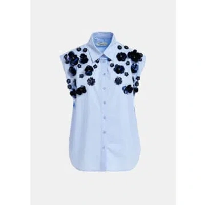 Essentiel Antwerp Fight Sleeveless Cotton Shirt In Blue