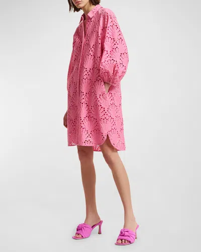 Essentiel Antwerp Finga Short Belted Broderie Anglaise Dress In Pink