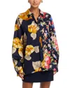 Essentiel Antwerp Floral Button Front Shirt In Blue