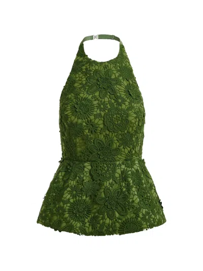 Essentiel Antwerp Floral Lace Halter Top In Green