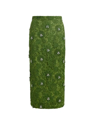 Essentiel Antwerp Floral Lace Rhinestone Midi Skirt In Multi