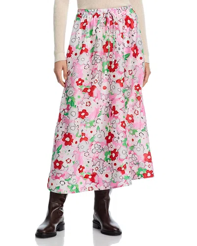 Essentiel Antwerp Floral Midi Skirt In Pink