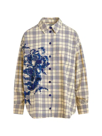 Essentiel Antwerp Floral Plaid Shirt In Blue