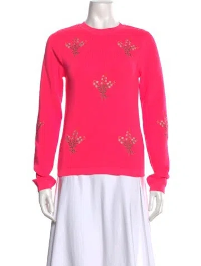 Pre-owned Essentiel Antwerp Floral Print Crew Neck Sweater In Pink