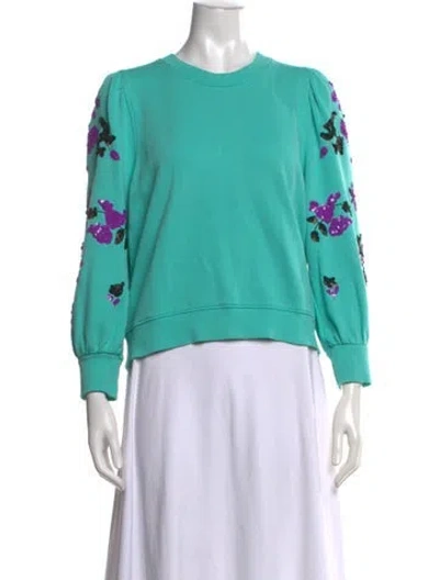 Pre-owned Essentiel Antwerp Floral Print Crew Neck Sweatshirt In Green