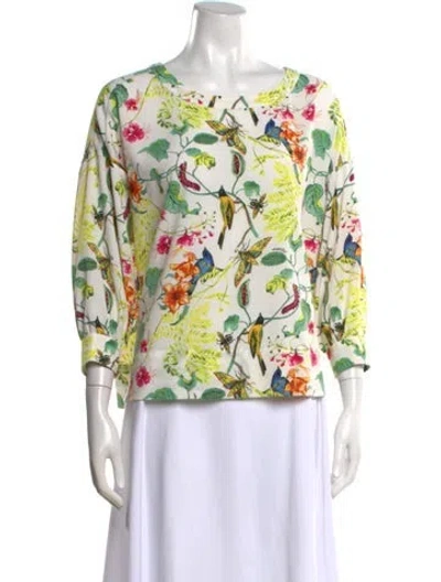 Pre-owned Essentiel Antwerp Floral Print Crew Neck Top In Neutral