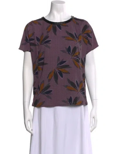 Pre-owned Essentiel Antwerp Floral Print Crew Neck Top In Purple