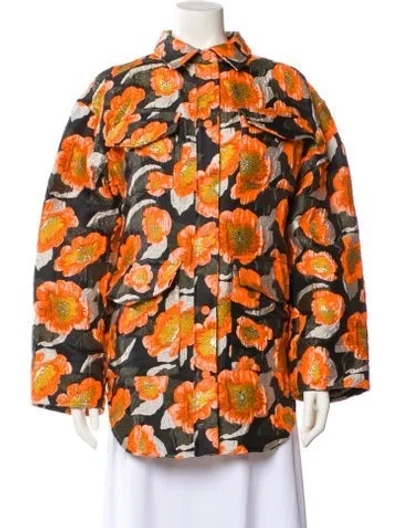 Pre-owned Essentiel Antwerp Floral Print Jacket In Orange