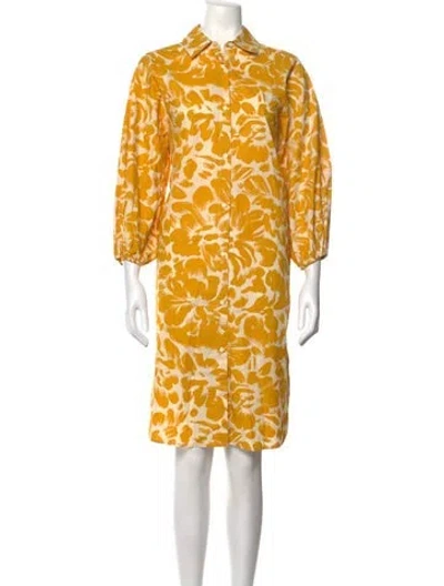 Pre-owned Essentiel Antwerp Floral Print Knee-length Dress In Yellow
