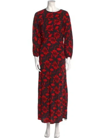 Pre-owned Essentiel Antwerp Floral Print Long Dress In Black