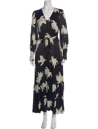 Pre-owned Essentiel Antwerp Floral Print Long Dress In Black