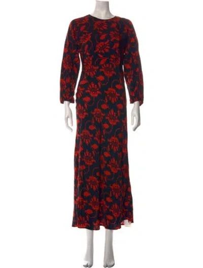 Pre-owned Essentiel Antwerp Floral Print Long Dress In Black/red