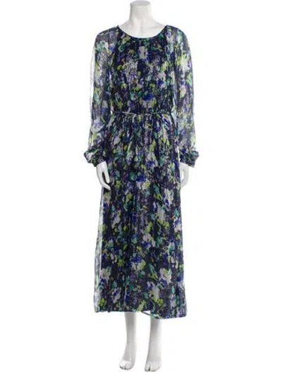 Pre-owned Essentiel Antwerp Floral Print Long Dress In Blue
