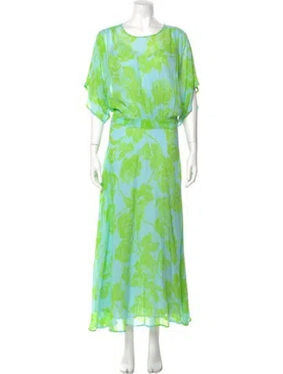 Pre-owned Essentiel Antwerp Floral Print Long Dress In Green