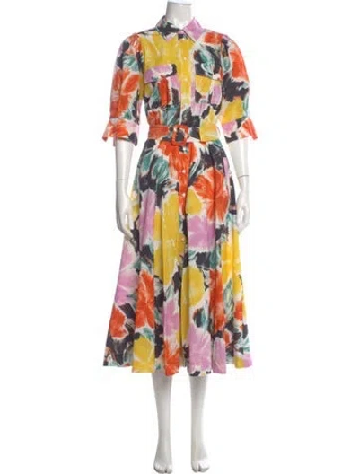 Pre-owned Essentiel Antwerp Floral Print Long Dress In Multi
