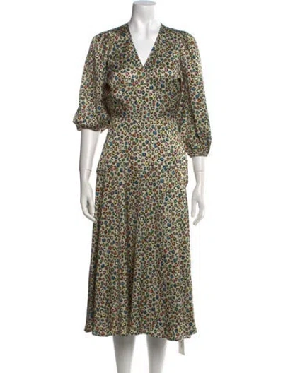 Pre-owned Essentiel Antwerp Floral Print Long Dress In Neutral