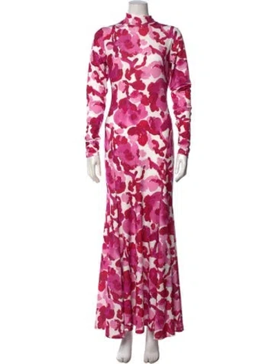 Pre-owned Essentiel Antwerp Floral Print Long Dress In Pink