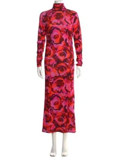Pre-owned Essentiel Antwerp Floral Print Long Dress In Red