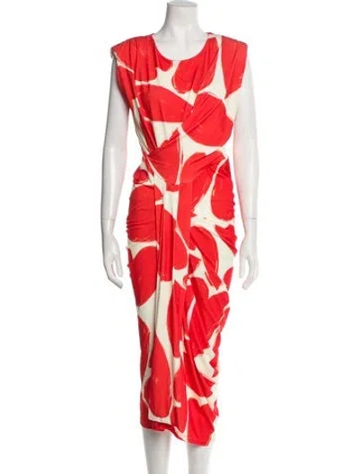 Pre-owned Essentiel Antwerp Floral Print Long Dress W/ Tags In Orange