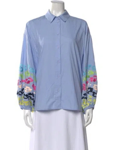 Pre-owned Essentiel Antwerp Floral Print Long Sleeve Blouse In Blue