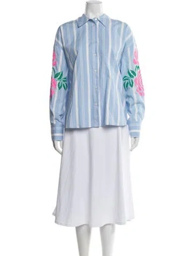 Pre-owned Essentiel Antwerp Floral Print Long Sleeve Blouse In Blue