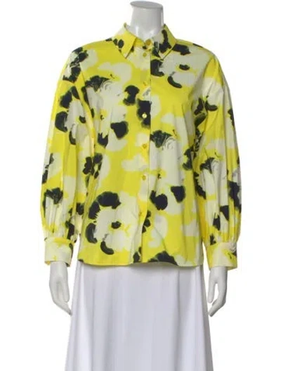 Pre-owned Essentiel Antwerp Floral Print Long Sleeve Blouse In Green