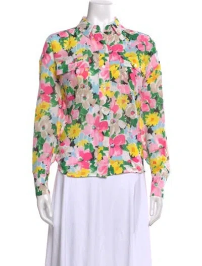 Pre-owned Essentiel Antwerp Floral Print Long Sleeve Blouse In Pink
