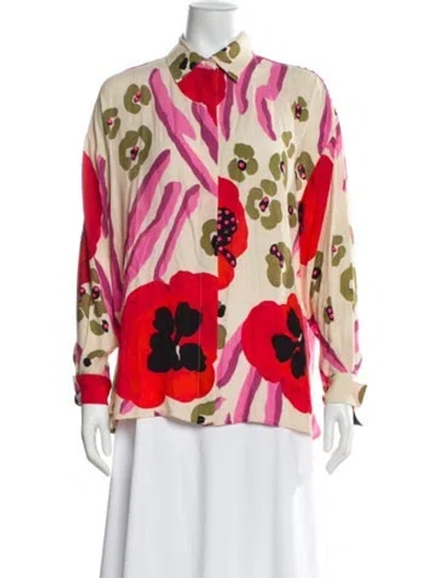 Pre-owned Essentiel Antwerp Floral Print Long Sleeve Blouse In Pink