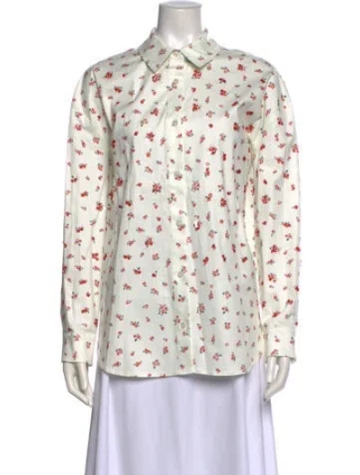 Pre-owned Essentiel Antwerp Floral Print Long Sleeve Blouse W/ Tags In White