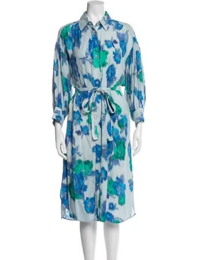 Pre-owned Essentiel Antwerp Floral Print Midi Length Dress In Blue