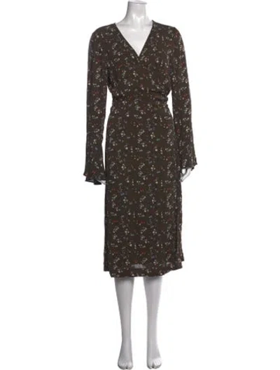 Pre-owned Essentiel Antwerp Floral Print Midi Length Dress In Green