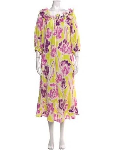 Pre-owned Essentiel Antwerp Floral Print Midi Length Dress In Pink