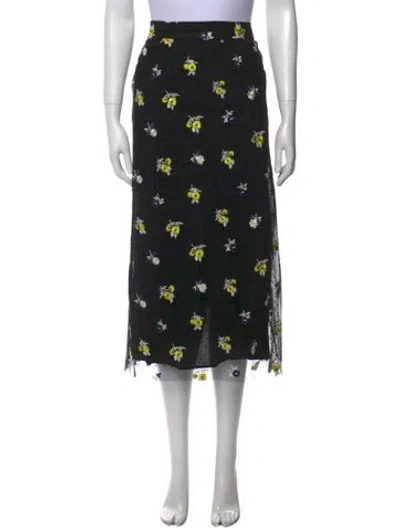 Pre-owned Essentiel Antwerp Floral Print Midi Length Skirt In Black