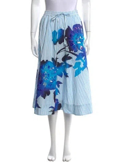 Pre-owned Essentiel Antwerp Floral Print Midi Length Skirt In Blue