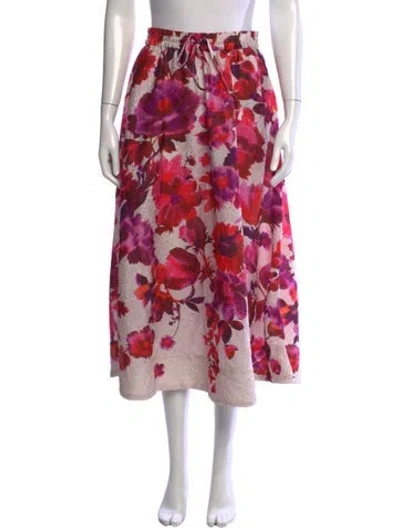 Pre-owned Essentiel Antwerp Floral Print Midi Length Skirt In Pink