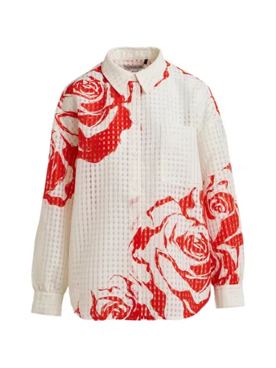 Essentiel Antwerp Floral-print Pocket Shirt In White