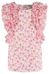 Essentiel Antwerp Floral Print Ruffle Top With Soft-fit Silhouette