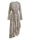 Essentiel Antwerp Floral-print Ruffled Asymmetrical Dress In Gray