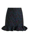 Essentiel Antwerp Floral-print Ruffled-hem Skirt In Black
