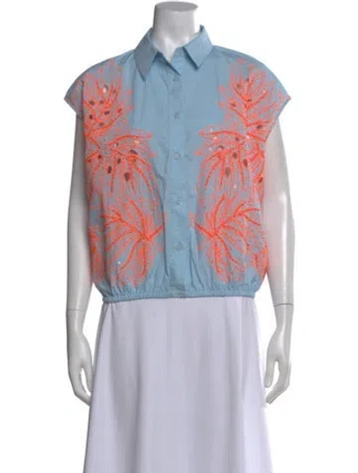 Pre-owned Essentiel Antwerp Floral Print Sleeveless Button-up Top In Multi