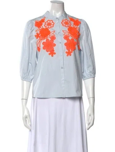 Pre-owned Essentiel Antwerp Floral Print Three-quarter Sleeve Blouse In White