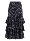 Essentiel Antwerp Floral-print Tiered Ruffle Skirt In Blue