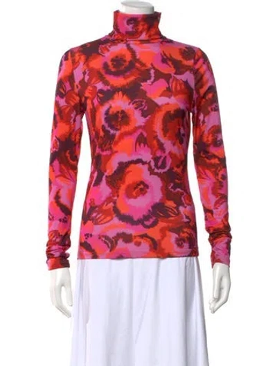 Pre-owned Essentiel Antwerp Floral Print Turtleneck Top In Pink